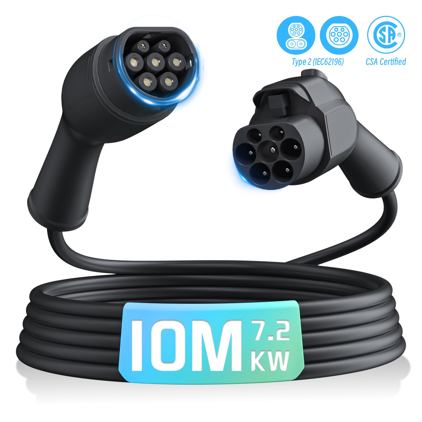 ElevoCharge Type2 EV Extension Cable 32A 7.2kW/22kW | 5M/8M/10M