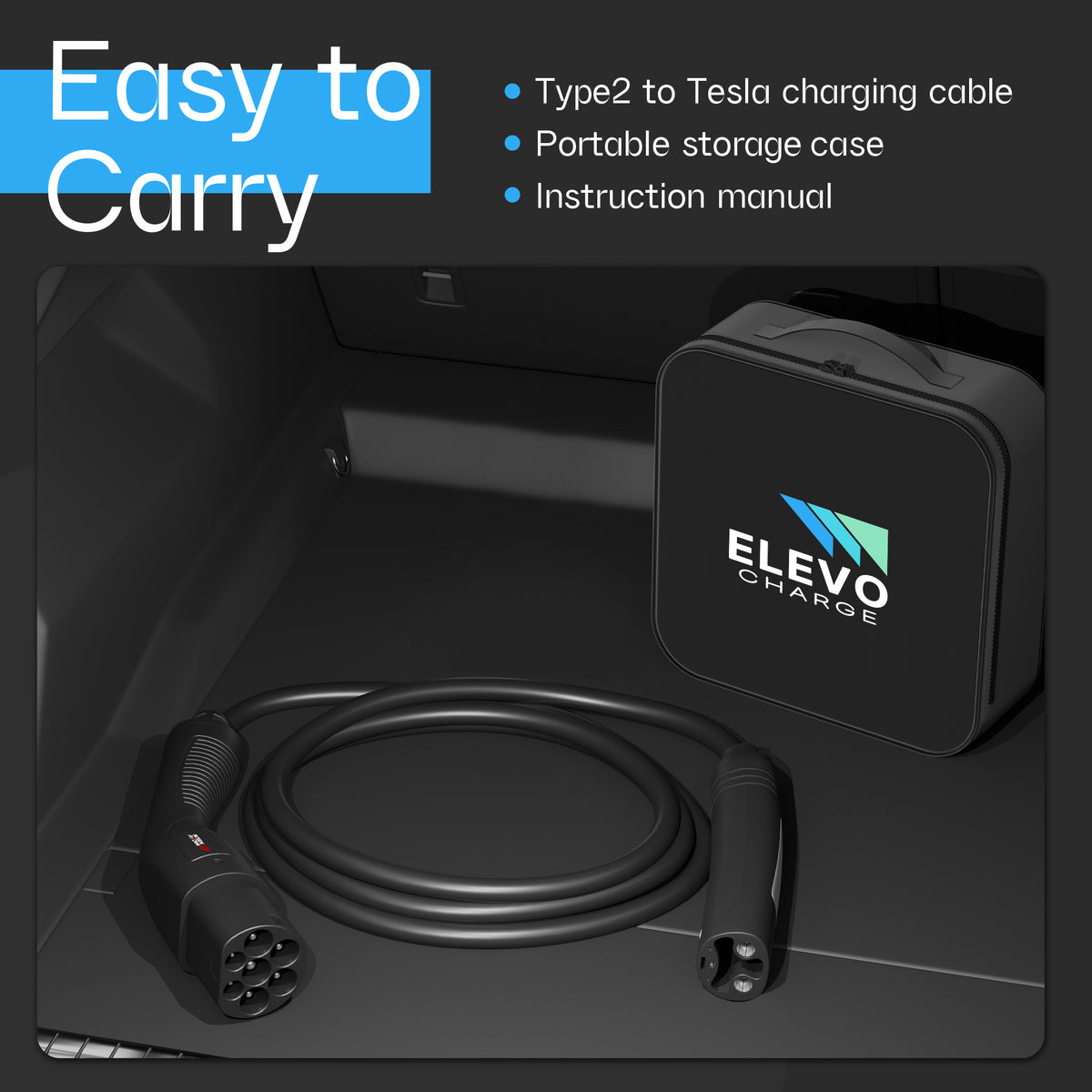 ElevoCharge Type2 to NACS EV Charging Cable 32A 7.2kW |5M/8M/10M