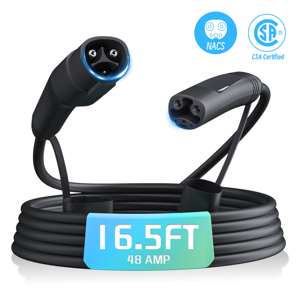 ElevoCharge NACS to NACS EV Extension Charging Cable,48A Level 2 Tesla Extension Cord, 16.5/22/25/33FT, CSA Certified for All NACS Tesla EV