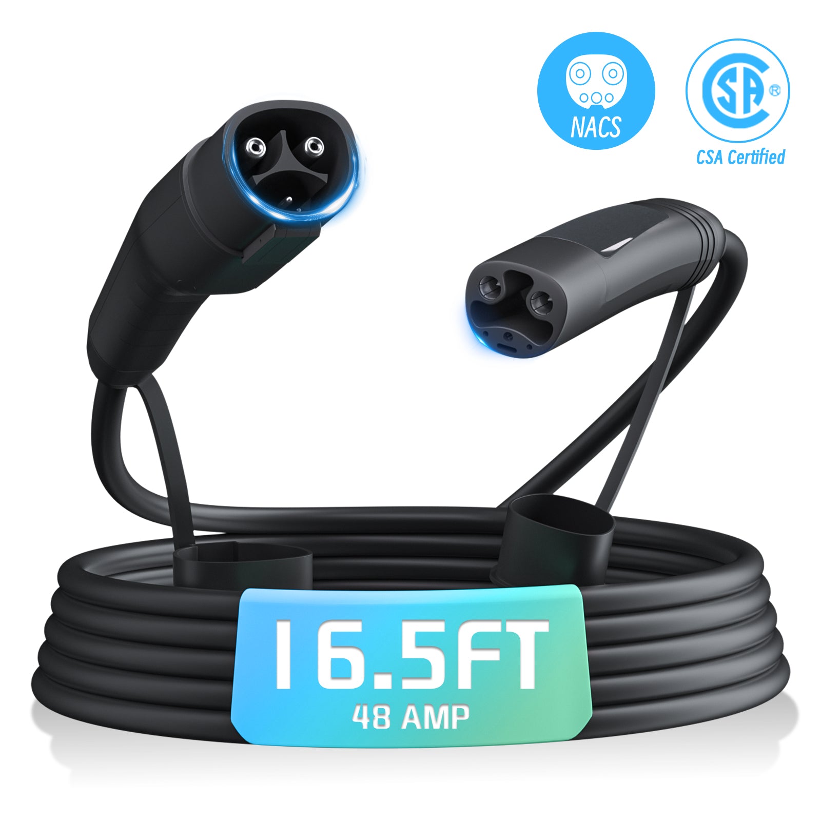 ElevoCharge NACS to NACS EV Extension Charging Cable,48A Level 2 Tesla Extension Cord, 16.5/22/25/33FT, CSA Certified for All NACS Tesla EV