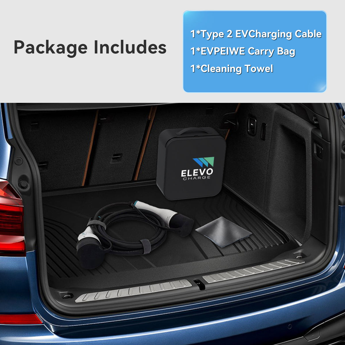 Elevocharge Type 2 to Type 2 EV Charging Cable |32A|7kW/22kW| 5M/7M/10M IEC62196 RCM Certified