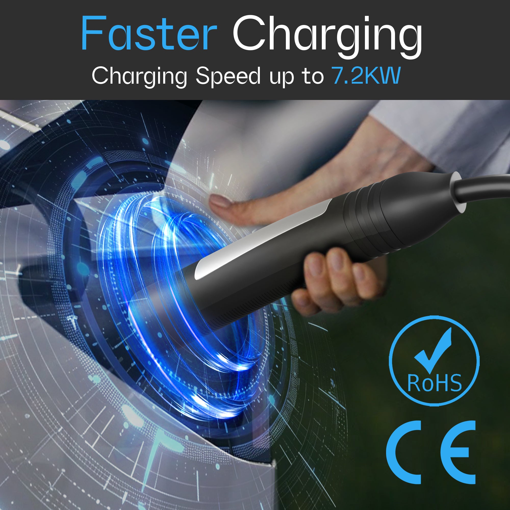 ElevoCharge Type2 to NACS EV Charging Cable 32A 7.2kW |5M/8M/10M