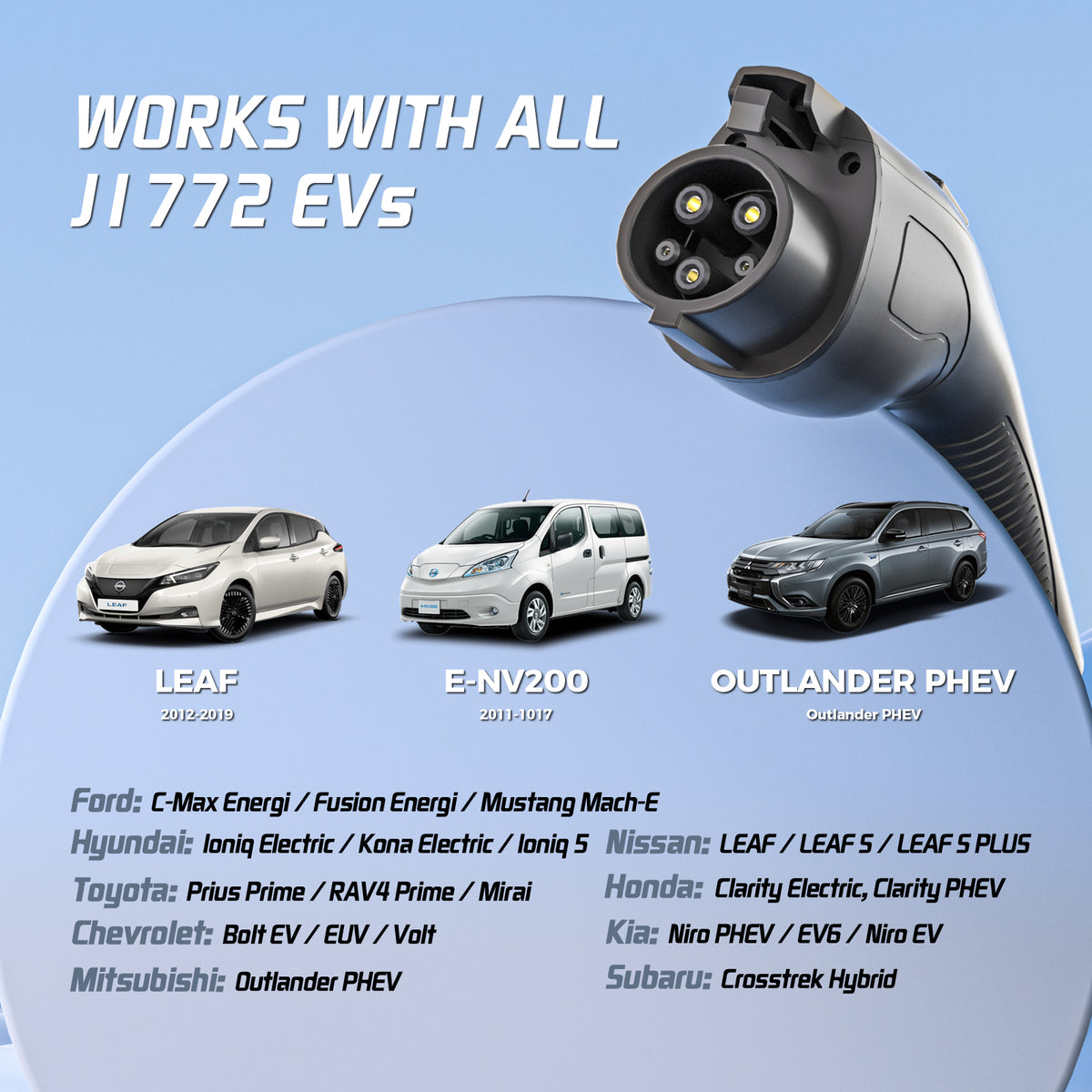 Type 2 to Type 1 EV Charging Cable 32A 7.2KW, IEC 62196 to SAE J1772 Adapter Cable 5 Metre