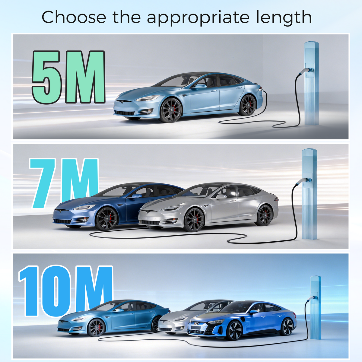 ELEVOCHARGE Type 2 to Type 2 EV Charging Cable | 32A | 7.2kW / 22kW | 5M / 7M / 10M