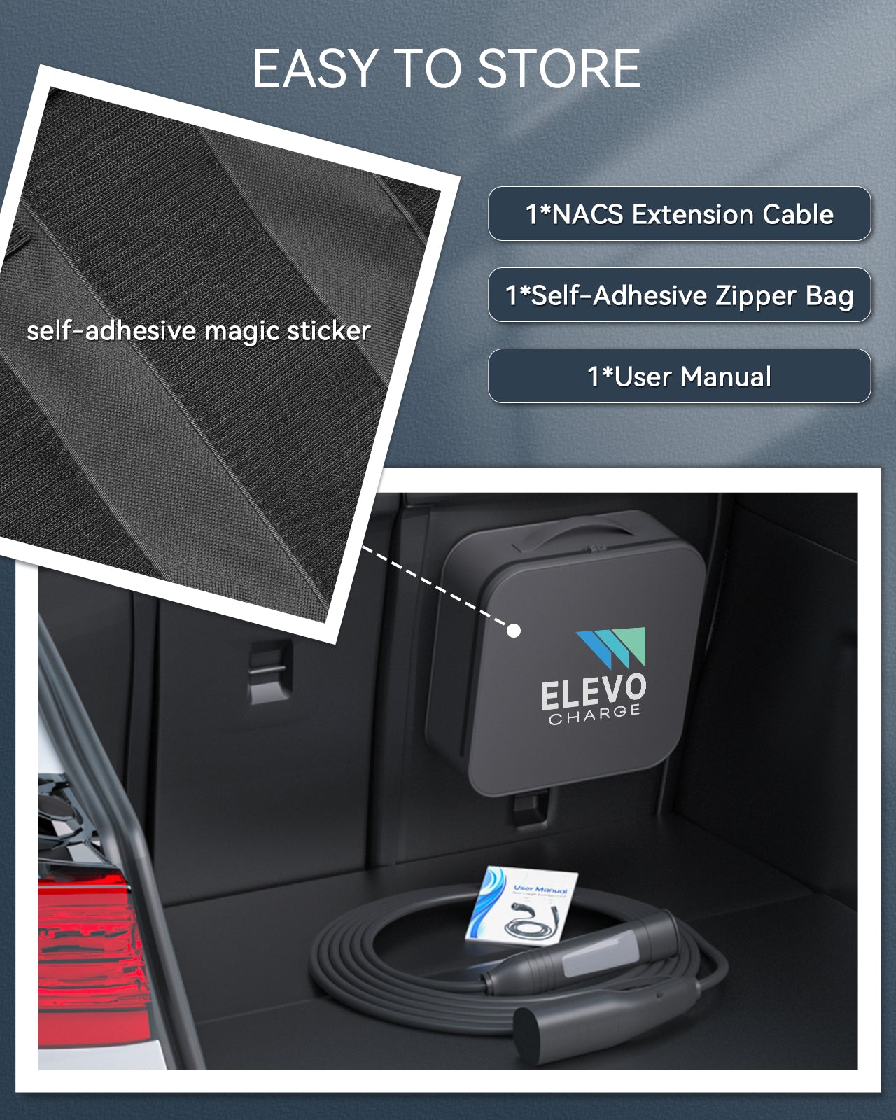 ElevoCharge NACS to NACS EV Extension Charging Cable,48A Level 2 Tesla Extension Cord, 16.5/22/25/33FT, CSA Certified for All NACS Tesla EV