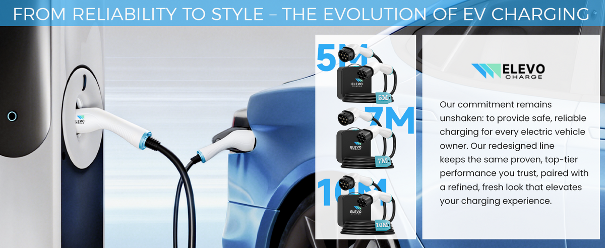ELEVOCHARGE Type 2 to Type 2 EV Charging Cable | 32A | 7.2kW / 22kW | 5M / 7M / 10M