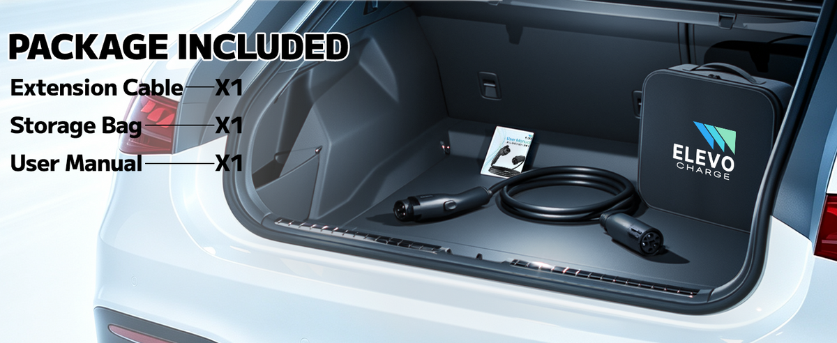 ELEVOCHARGE J1772 EV Charging Extension Cable | 48A / 11kW | 21 ft / 33 ft