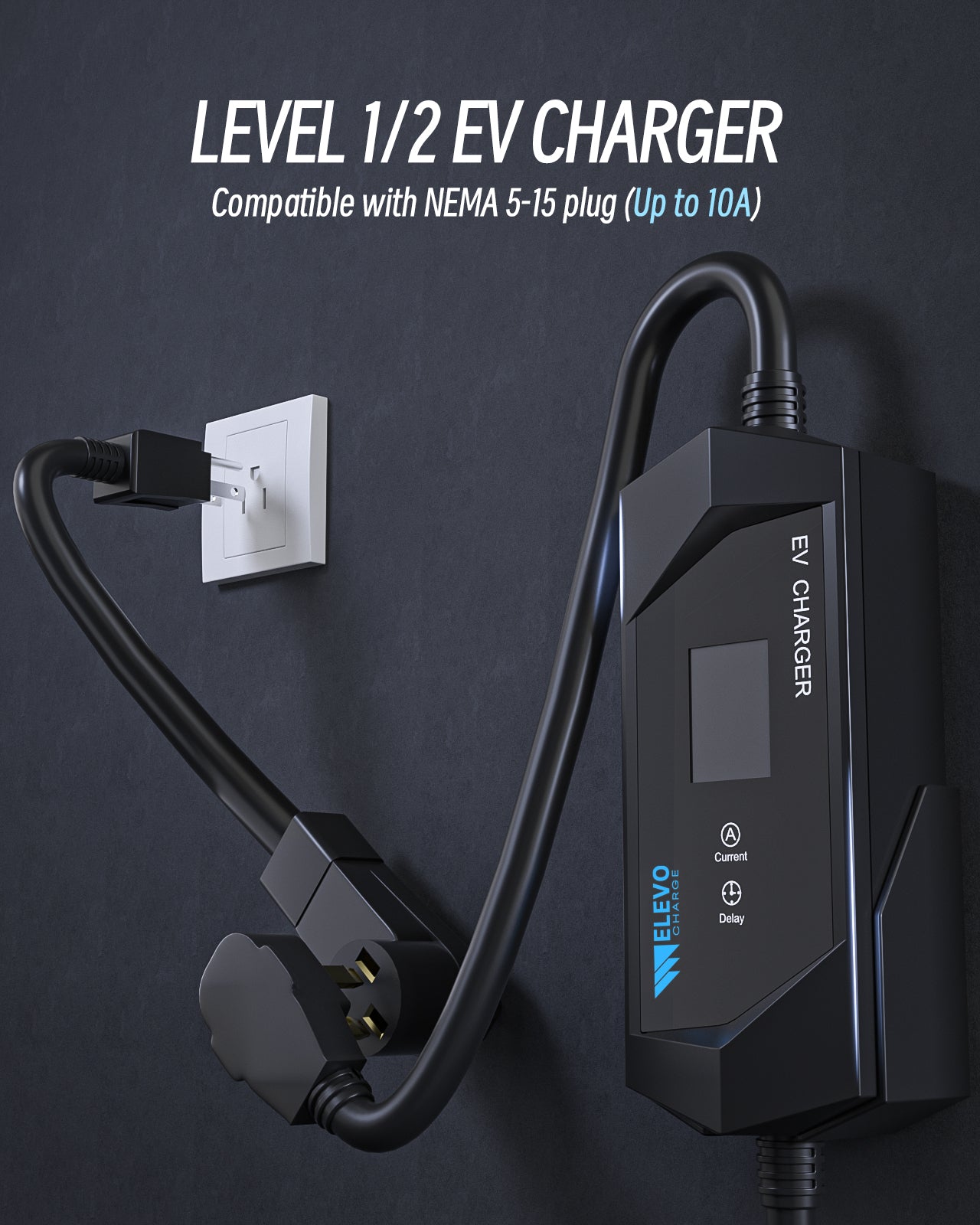 Elevocharge Tragbares Level 1/2 J1772 EV Ladegerät |240V|32 Ampere| NEMA 14-50 Stecker
