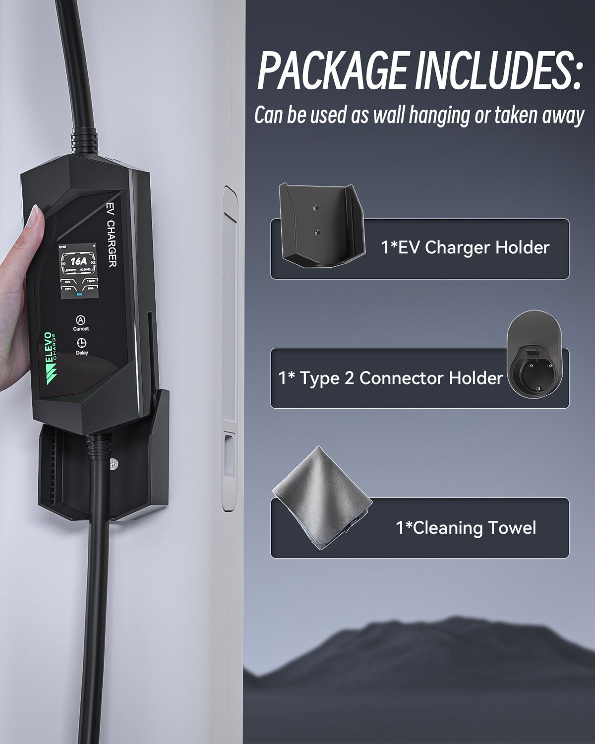 Elevocharge Portable Level 1/2 Type 2 EV Charger | 230V | 16A | Schuko Plug
